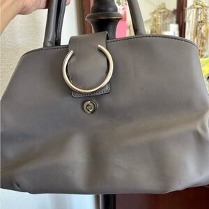 Elegant Gray Leather Handbag